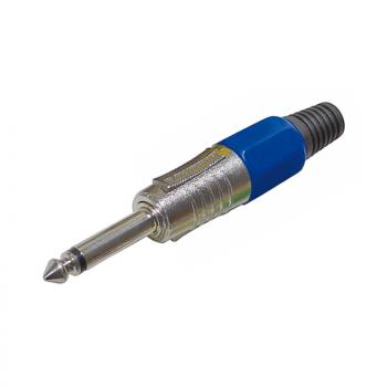 Klinkenstecker 6,3 mm Mono, Farbe blau,Lötanschluss.